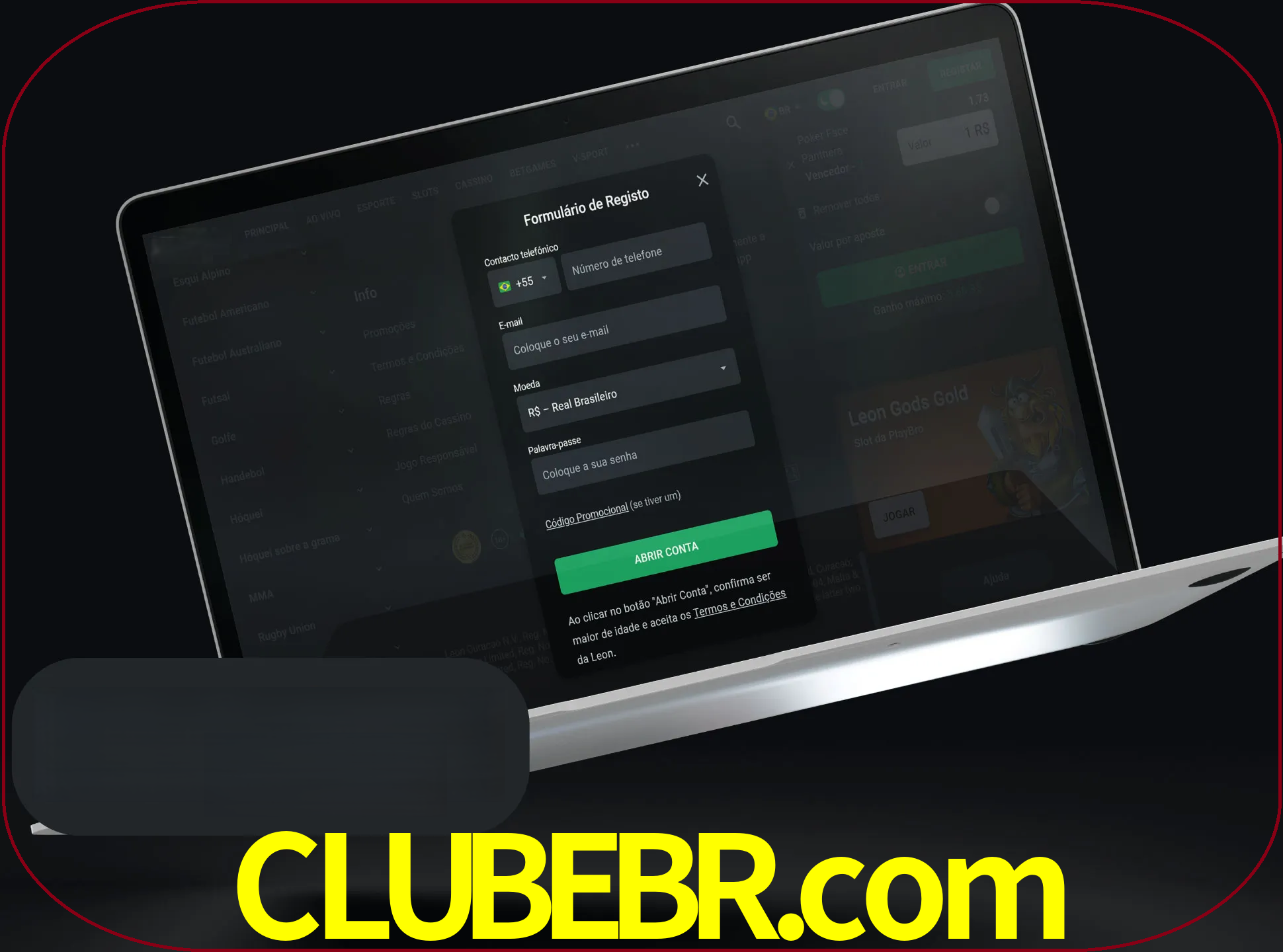 Abra o site da LeonBet e crie sua própria conta.