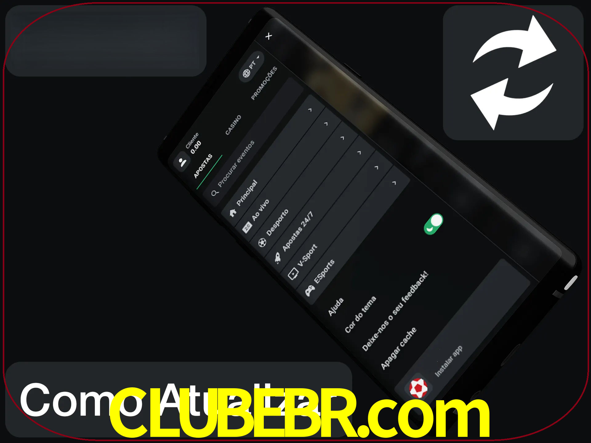 O aplicativo é atualizado automaticamente quando você faz o login.
