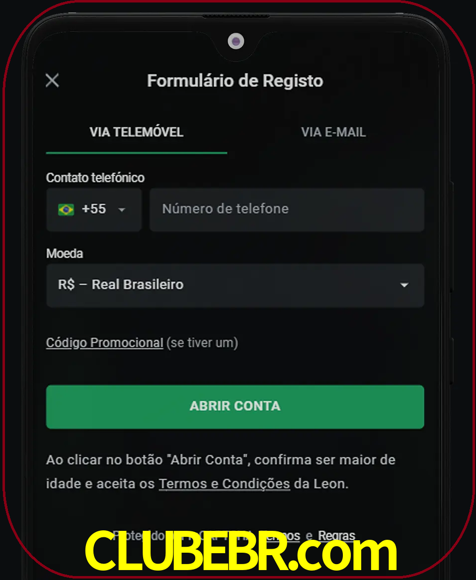 Abra o aplicativo e inicie o processo de registro.